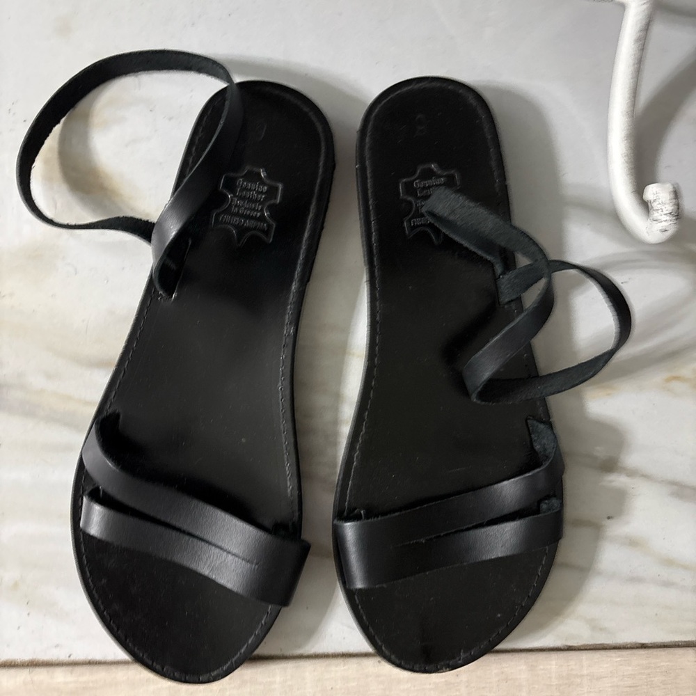 Elegant Black Leather Sandals